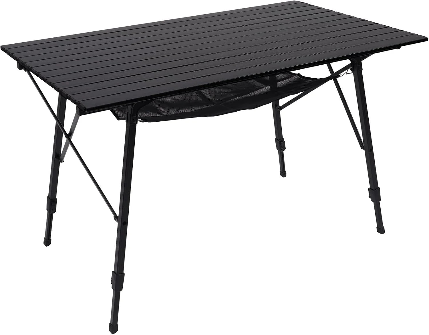 Lumi Discount Outdoor Folding Portable Picnic Camping Table with Adjustable Height Aluminum Roll Up Table Top Mesh Layer