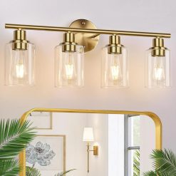 Alternative view of Discount Zarbitta 3-Light Bathroom Light Fixtures, 17.23 Black Modern Vanity Lights with Clear Glass Shade