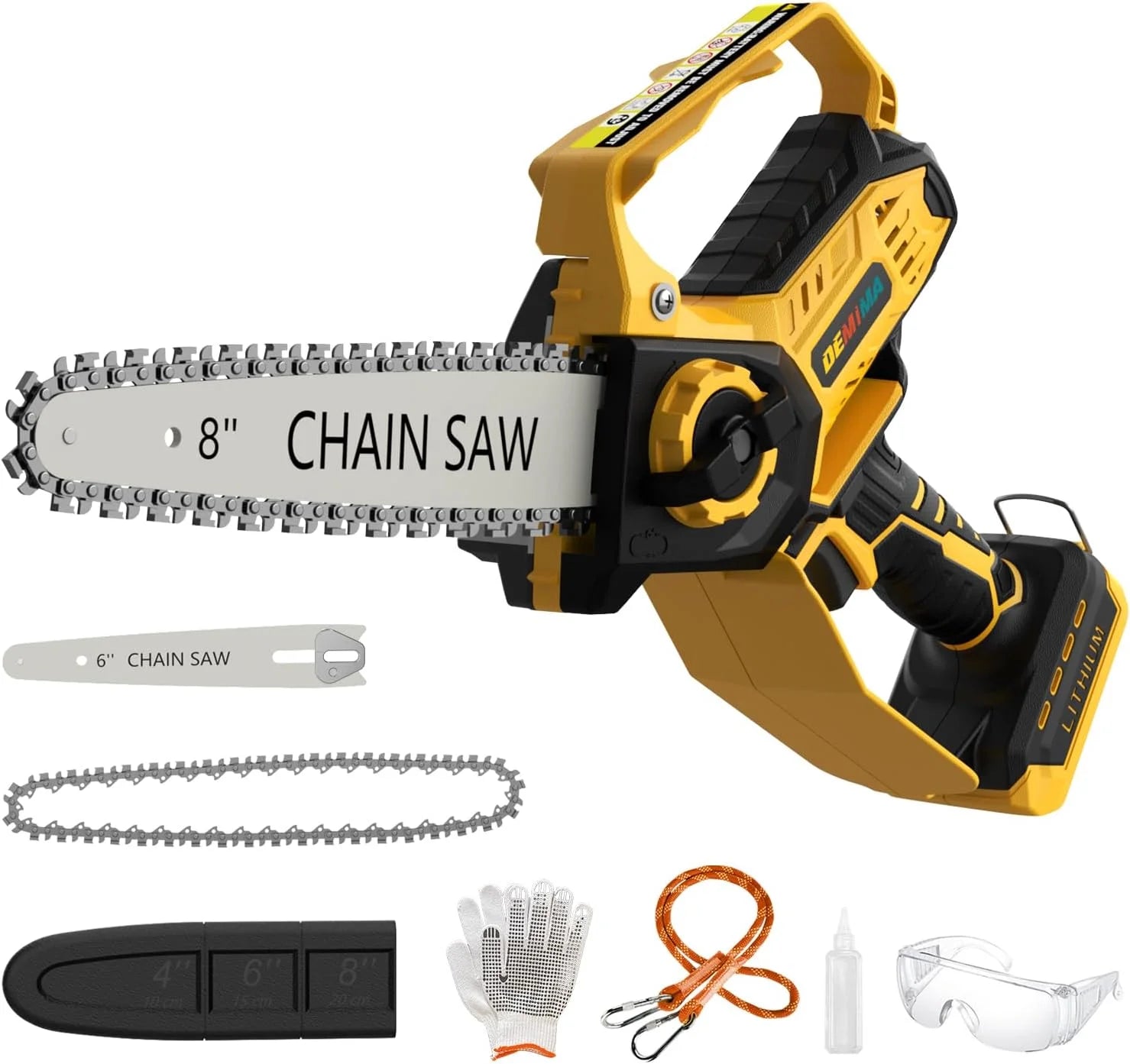 Lumi Discount Chainsaw for Milwaukee Battery, 8-Inch and 6-Inch 2-in-1 Cordless Electric Chainsaw with Brushless Motor and Auto-Oiler