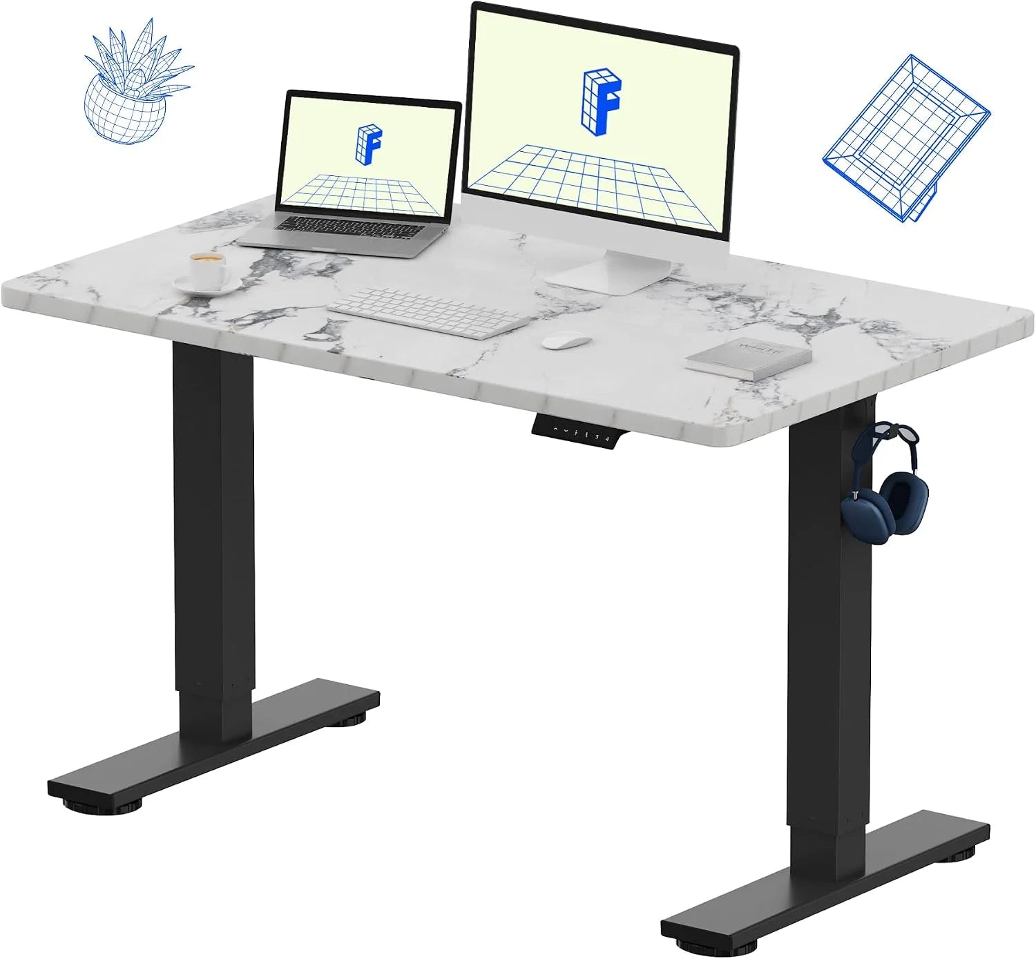 Lumi Discount FLEXISPOT EN1 One-Piece Standing Desk, Electric Adjustable with 4 Memory Presets, 176 LBS Capacity, 48x24 Black - Image 10