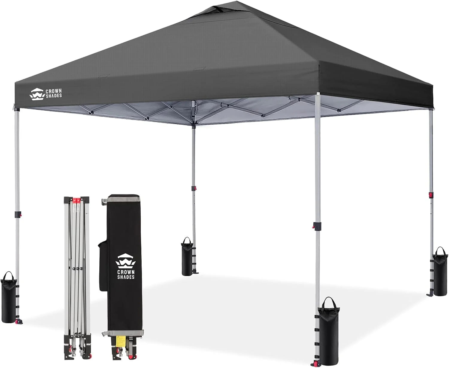 Discount CROWN SHADES 10×10 Pop Up Canopy, Patented CenterLok One Push Tent Canopy, 8 Stakes, 4 Ropes (10×10 - Image 8