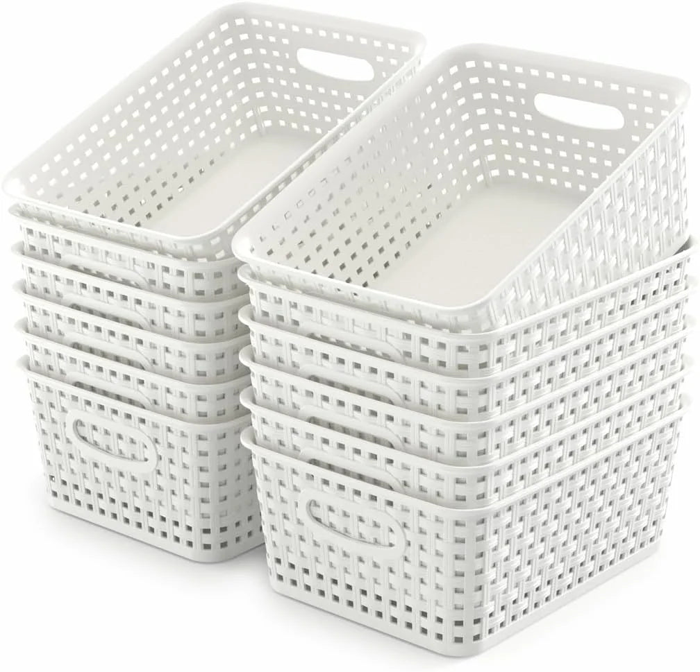 Discount Organizer Baskets, Grey 6-Pack Plastic Woven Baskets, 10.1 x 7.55 x 4.1 - Image 12