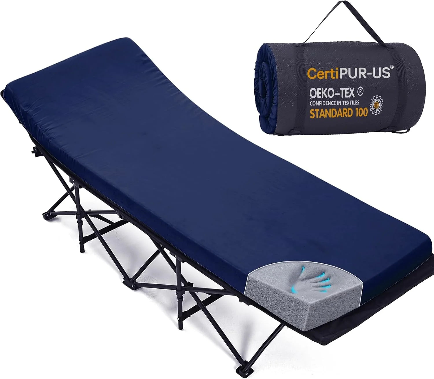 Discount CYMULA Camping Cot Pad 2 Inch Memory Foam, Camping Pad for Folding Cot and Foldable Cot, Portable Roll Up Camp Gear - Image 4