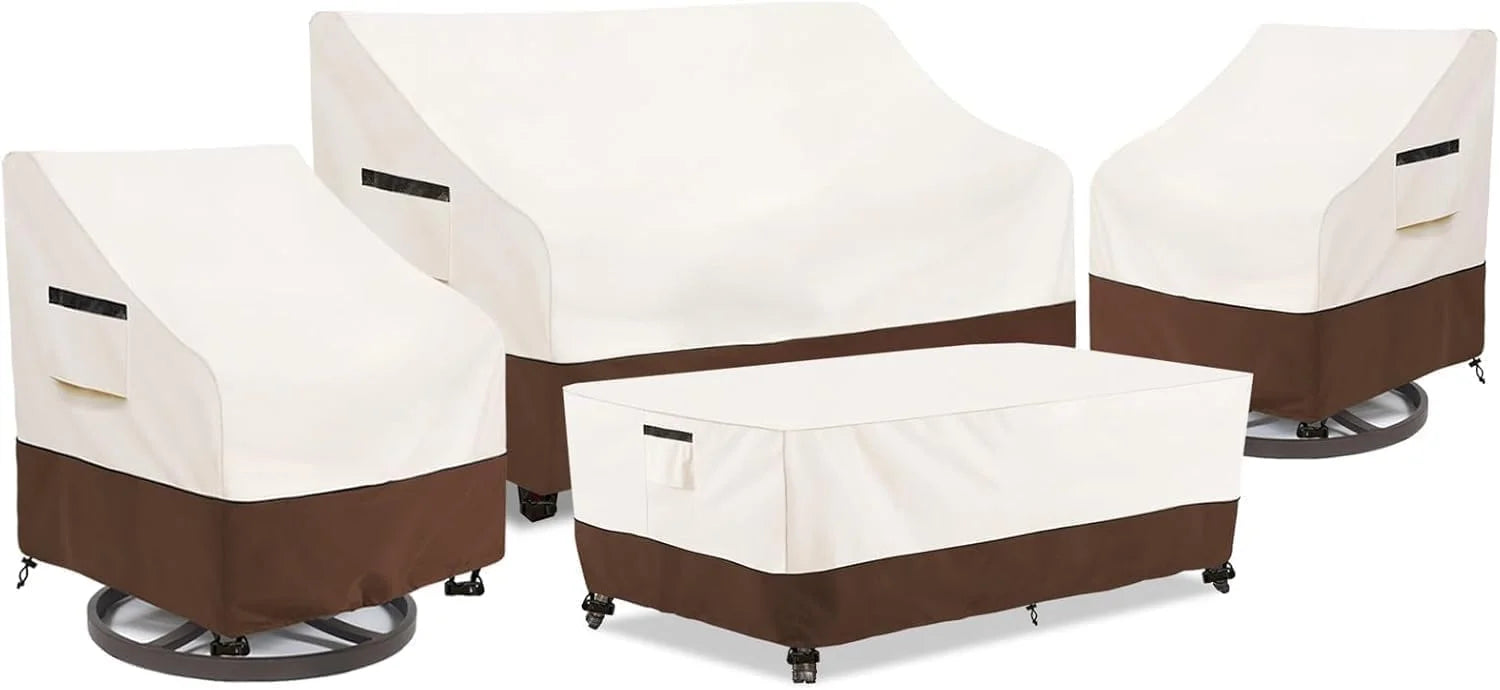 Lumi Discount Outdoor Patio Furniture Covers 4 Piece Set, XXL-Large, Beige