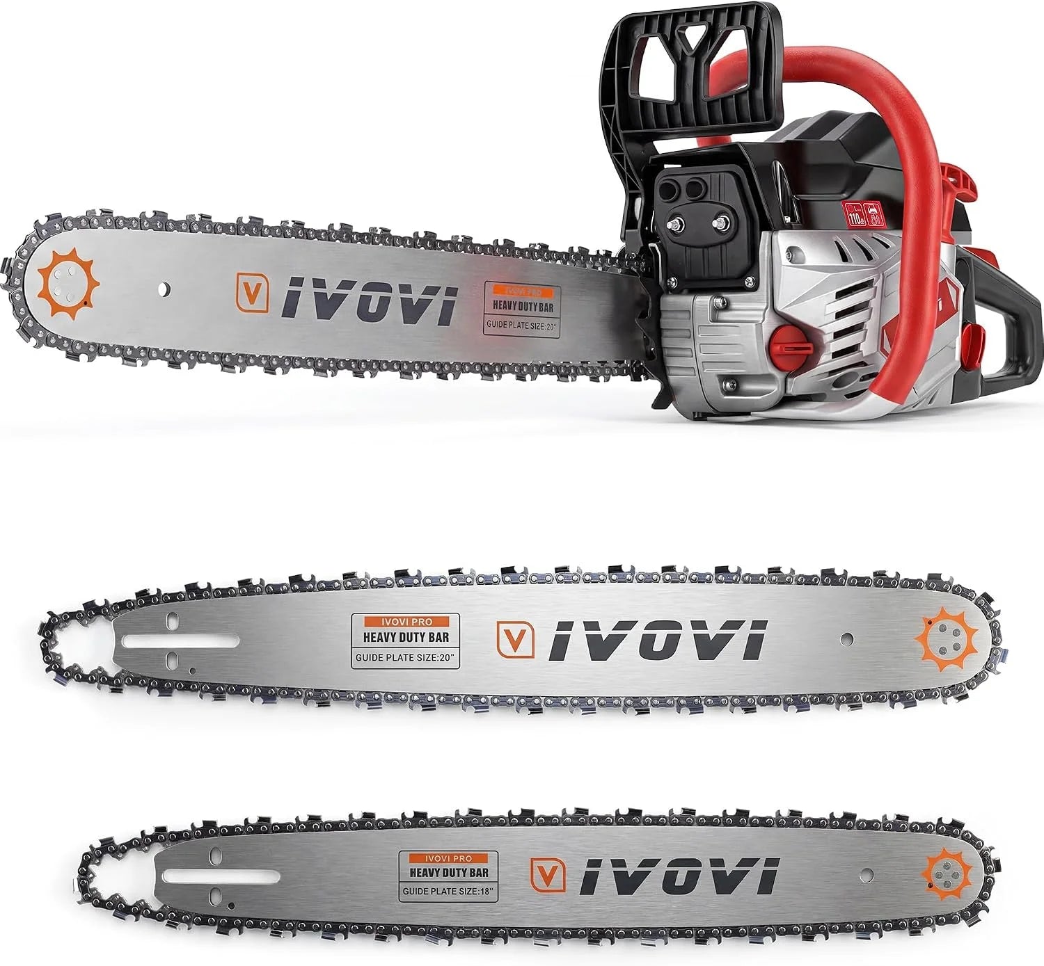 Lumi Discount 63CC Gas Chainsaw with 20-Inch and 18-Inch Bars