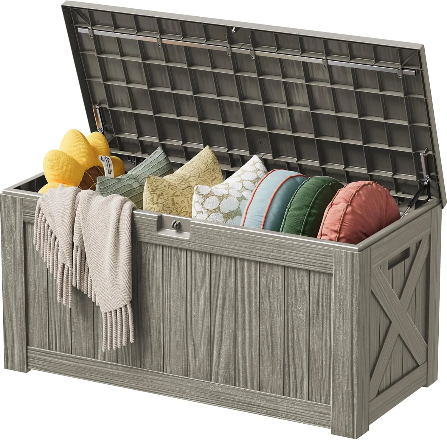 Discount Devoko 100 Gallon Waterproof Resin Deck Box, Large Outdoor Storage Box - Image 18