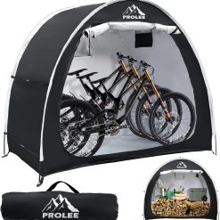 Alternative view of Lumi Discount PROLEE Bike Shed 6.6FT, Waterproof Oxford Fabric Storage Tent for 2 Bikes, Outdoor Storage with Window Design, Black