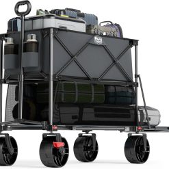 Discount TIMBER RIDGE 400L Folding Double Decker Wagon with Brakes, 54 Extra Long
