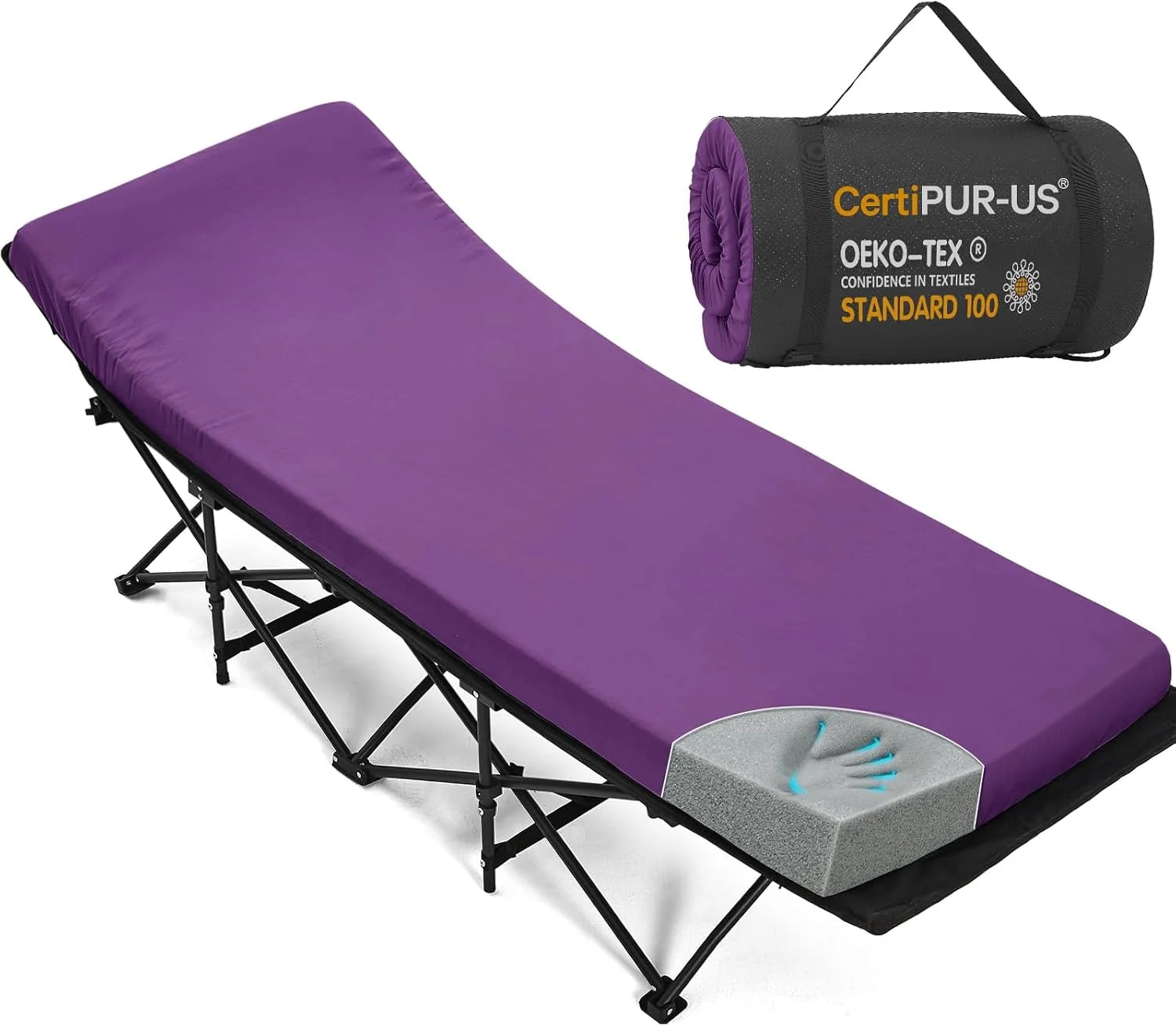 Discount CYMULA Camping Cot Pad 2 Inch Memory Foam, Camping Pad for Folding Cot and Foldable Cot, Portable Roll Up Camp Gear - Image 2