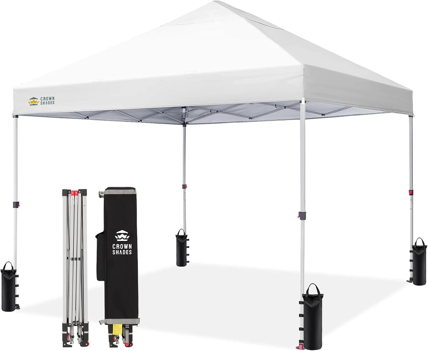 Discount CROWN SHADES 10×10 Pop Up Canopy, Patented CenterLok One Push Tent Canopy, 8 Stakes, 4 Ropes (10×10 - Image 10