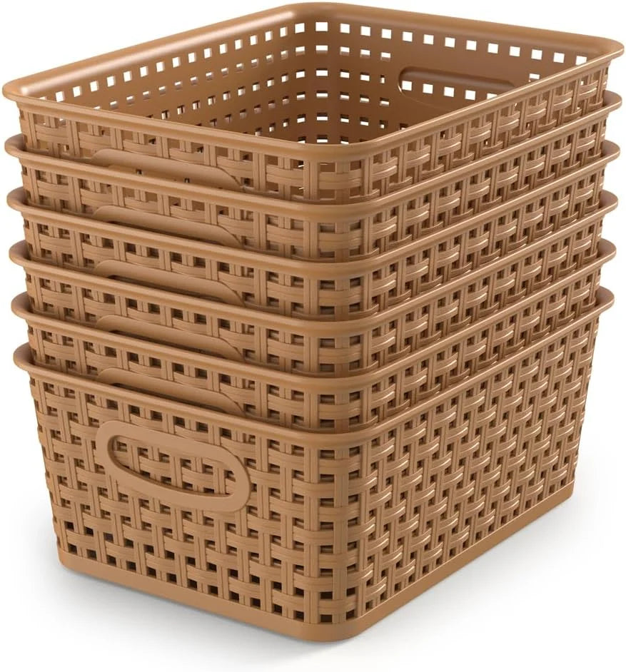 Discount Organizer Baskets, Grey 6-Pack Plastic Woven Baskets, 10.1 x 7.55 x 4.1 - Image 8