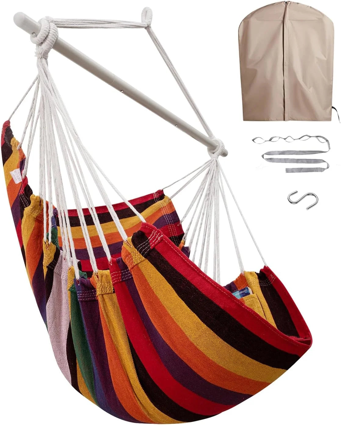 Lumi Discount Hammock Chair Swing Indoor Outdoor 500 Lbs, Steel Bar & Anti-Slip