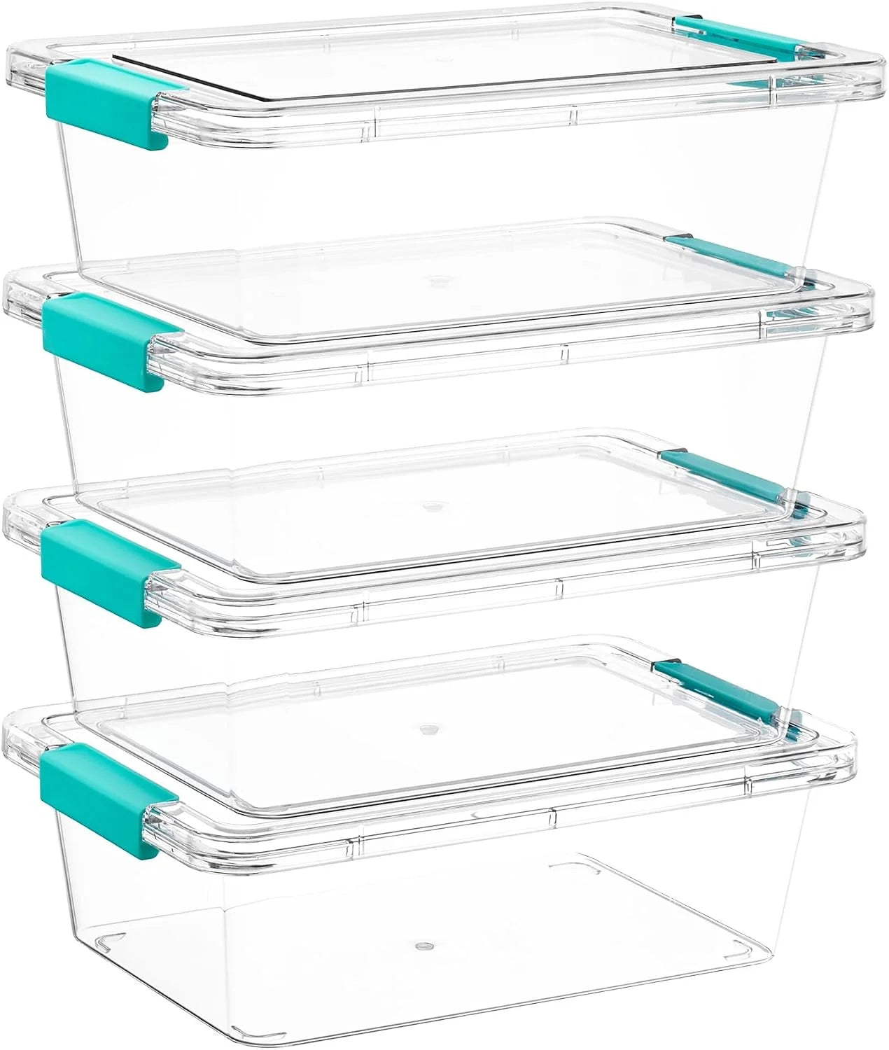 Discount 4 Pack 6 Qt Plastic Storage Bins with Lids, Clear Sensory Bins, Stackable Containers for Organizing School