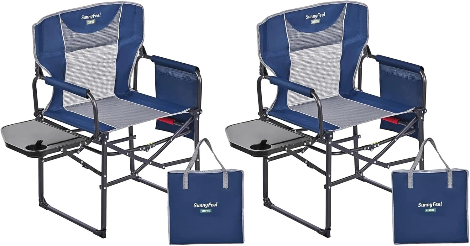 Lumi Discount SUNNYFEEL Camping Directors Chair, Heavy Duty, Oversized Portable Folding Chair with Side Table - Image 20