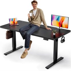 Alternative view of Lumi Discount Electric Standing Desk Adjustable, 60x28 Inch Sit Stand Desk with 1 Inch Thick Tabletop