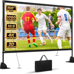 Lumi Discount Projector Screen with Stand: Portable Projector Screen Outdoor Indoor Front/Rear16: 9 4K HD with Carry Bag