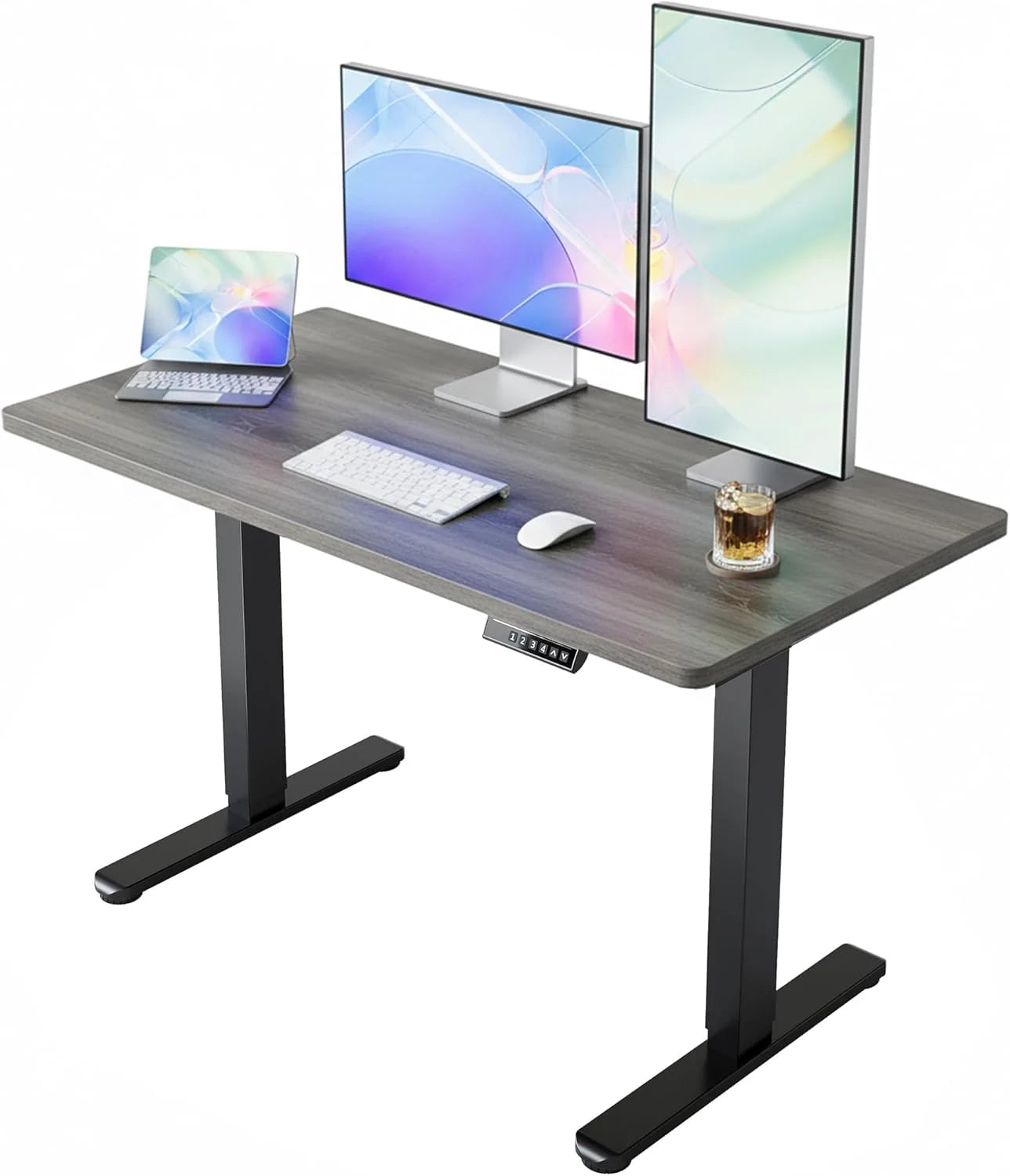 Lumi Discount HUANUO 32 Small Electric Standing Desk Adjustable Height, 4 Memory Height Settings