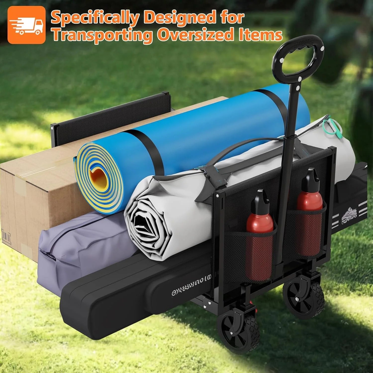Lumi Discount 3 in 1 Wagons Carts Foldable with 360LBS Capacity, 120L Heavy Duty Collapsible Wagon, Utility Wagon Cart with Wheels for Grocery - Image 2