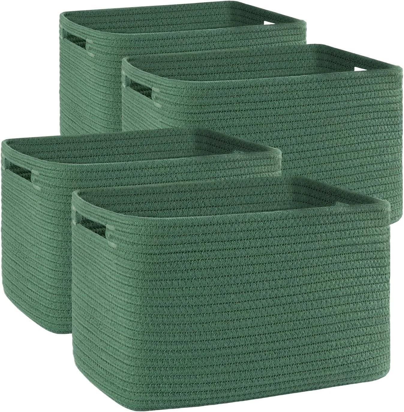 Discount 4 Pack Storage Baskets for Organizing, Cube Storage Bins for Shelves, Rectangle Storage Baskets With Handles