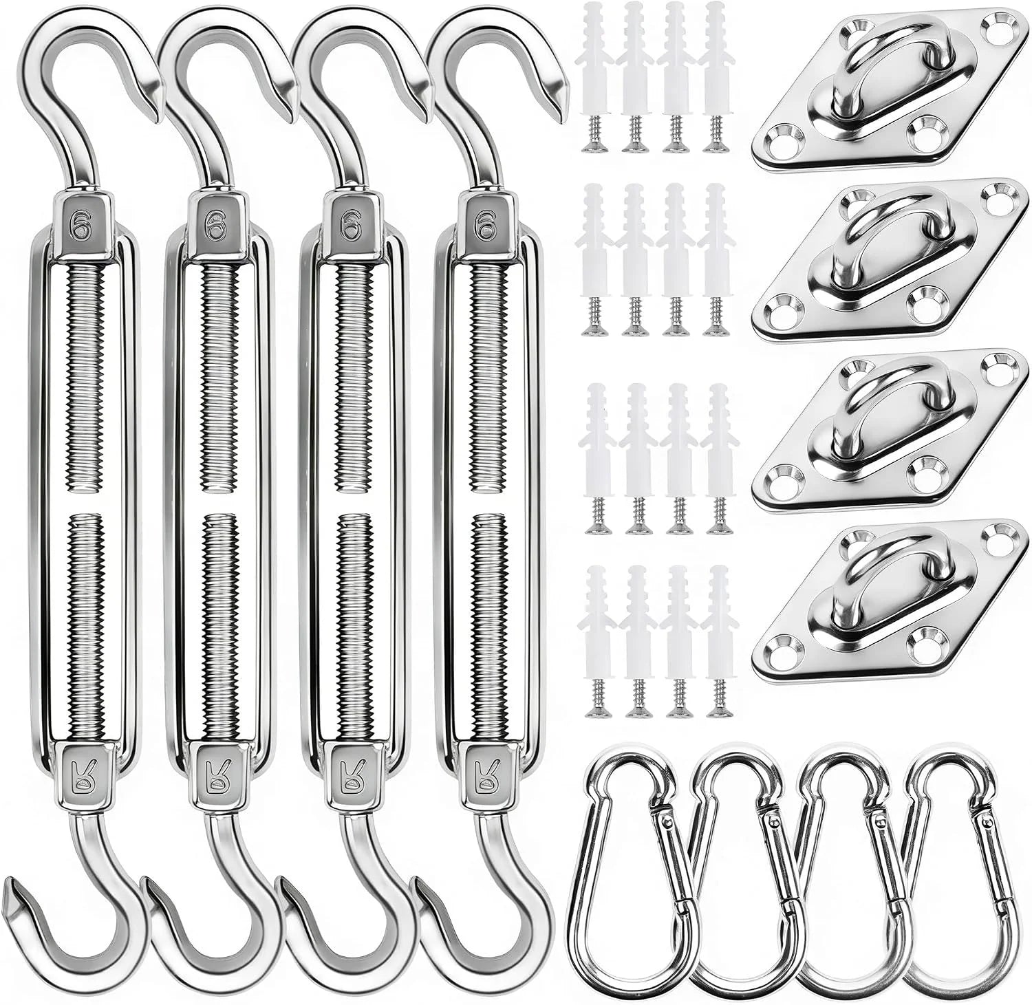 Discount 44 Pcs Shade Sail Hardware Kit 6 Inch Outdoor Sun Sail Accessories - Image 3