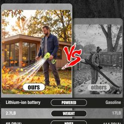 Alternative view of Lumi Discount Cordless Leaf Blower: 150 MPH 600 CFM Turbo Jet, Lightweight 1.45 lb Battery Powered Handheld Blower for Yard Leaves
