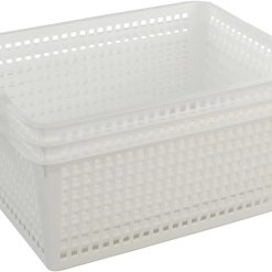 Discount Plastic Storage Basket, Plastic Storage Bin, White