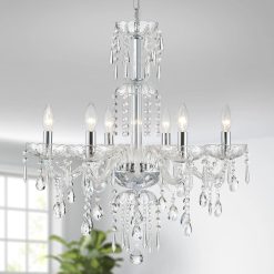 Alternative view of Discount 5-Light Crystal Candle Chandelier Pendant Ceiling Light Modern Lighting Fixture for Bedroom Hallway Bar Kitchen