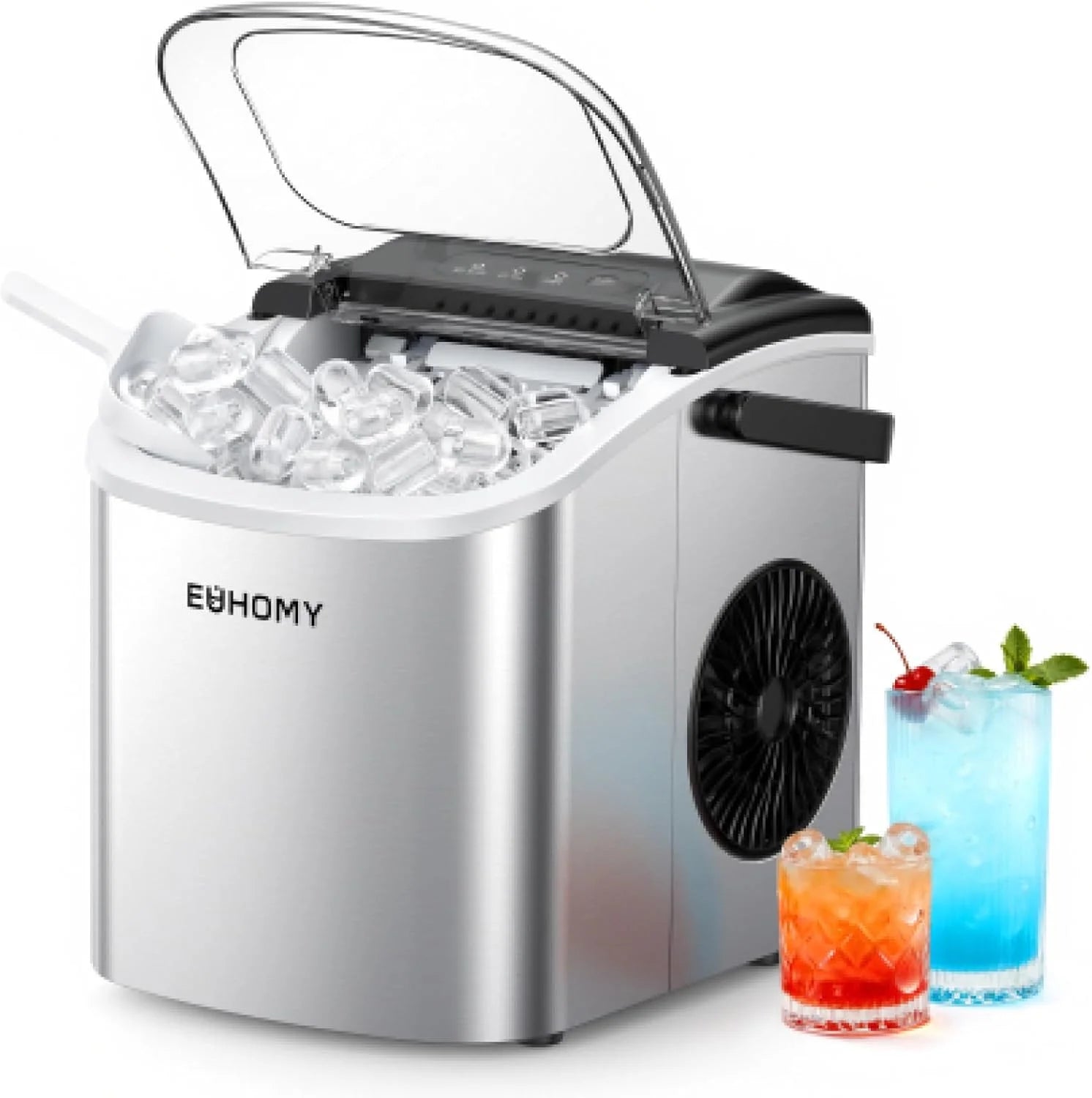 Discount Countertop Ice Maker Machine with Handle, 26lbs in 24Hrs, 9 Ice Cubes Ready in 6 Mins, Auto-Cleaning Portable Ice - Image 6