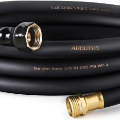 Lumi Discount Garden Hose 5/8 x 100ft, Brass Rubber Heavy Duty Water Hose 600 PSI Burst Pressure