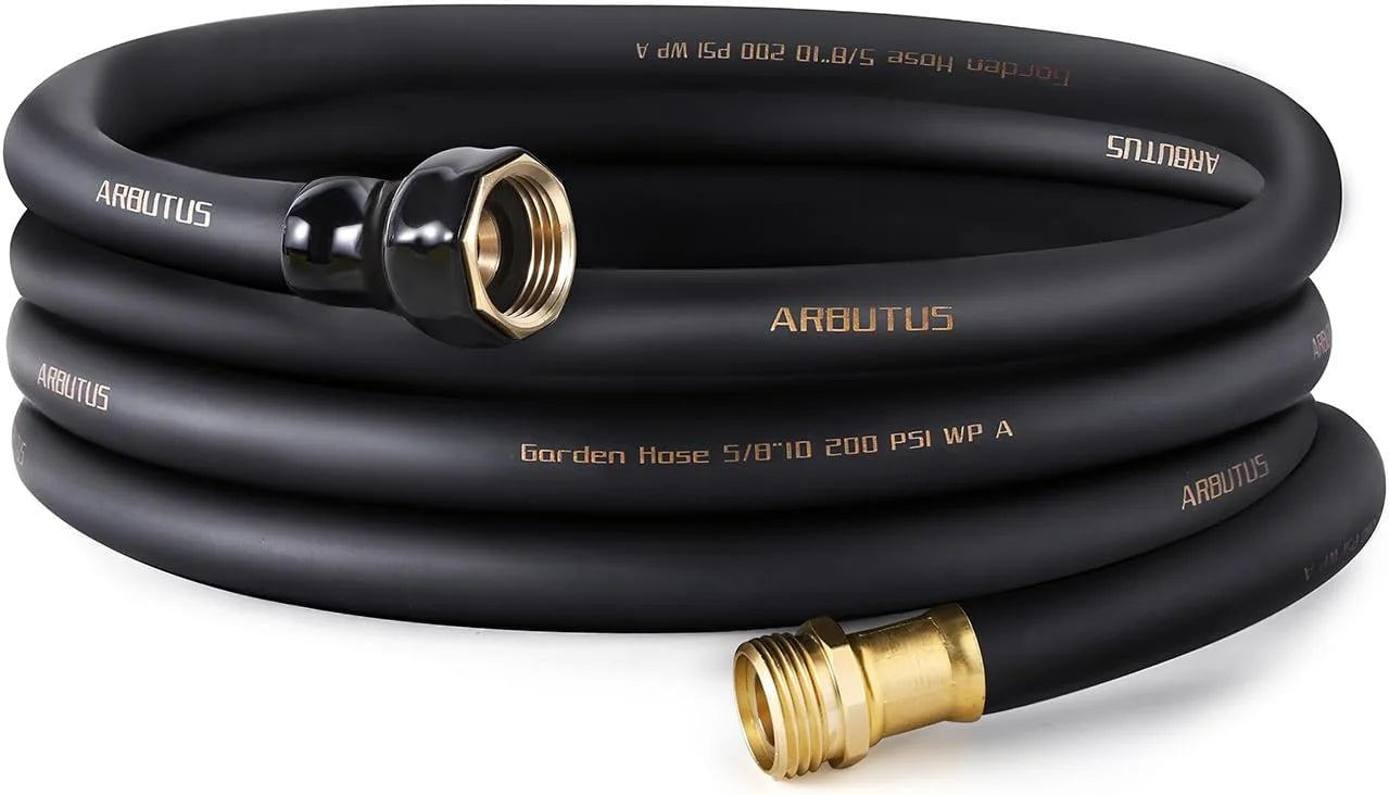 Lumi Discount Garden Hose 5/8 x 100ft, Brass Rubber Heavy Duty Water Hose 600 PSI Burst Pressure