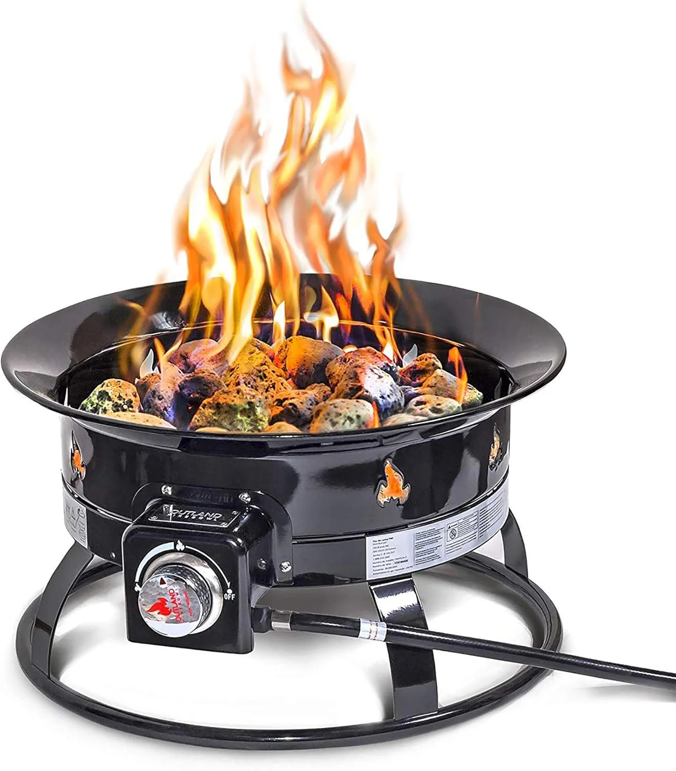 Discount Living Portable Propane Fire Pit, 19-inch, 58, 000 BTU with Fire Pit Cover & Carry Kit