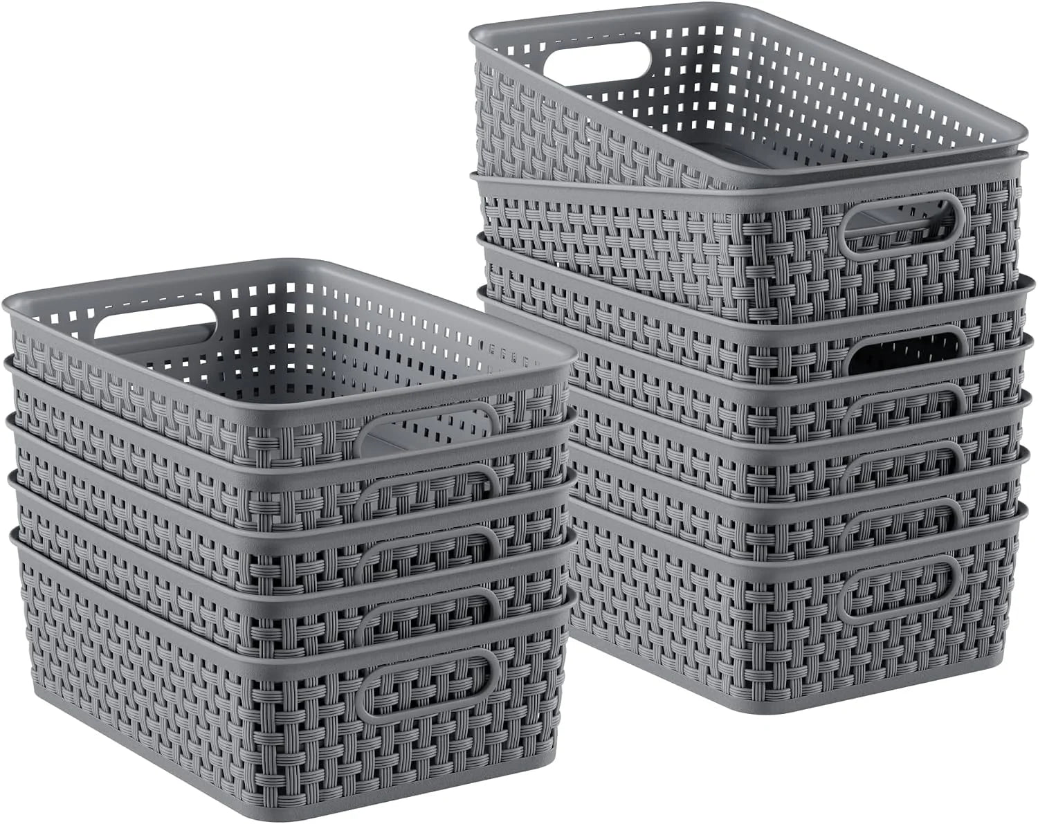 Discount Plastic Storage Baskets, Small Organizing Baskets, Plastic Storage Bins Wicker Pantry Organizer Bins - Image 3