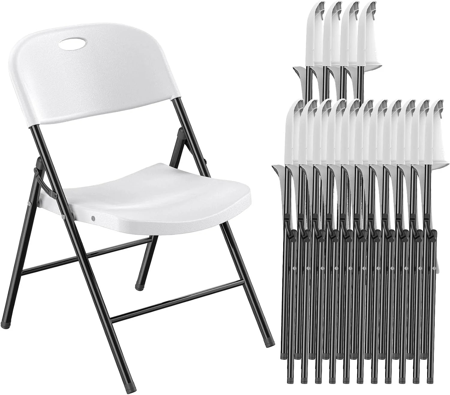 Lumi Discount 350 Weight Limit Heavy Duty Plastic Folding Chair with Reinfoced Steel Frame for Indoor and Outdoor, Wedding