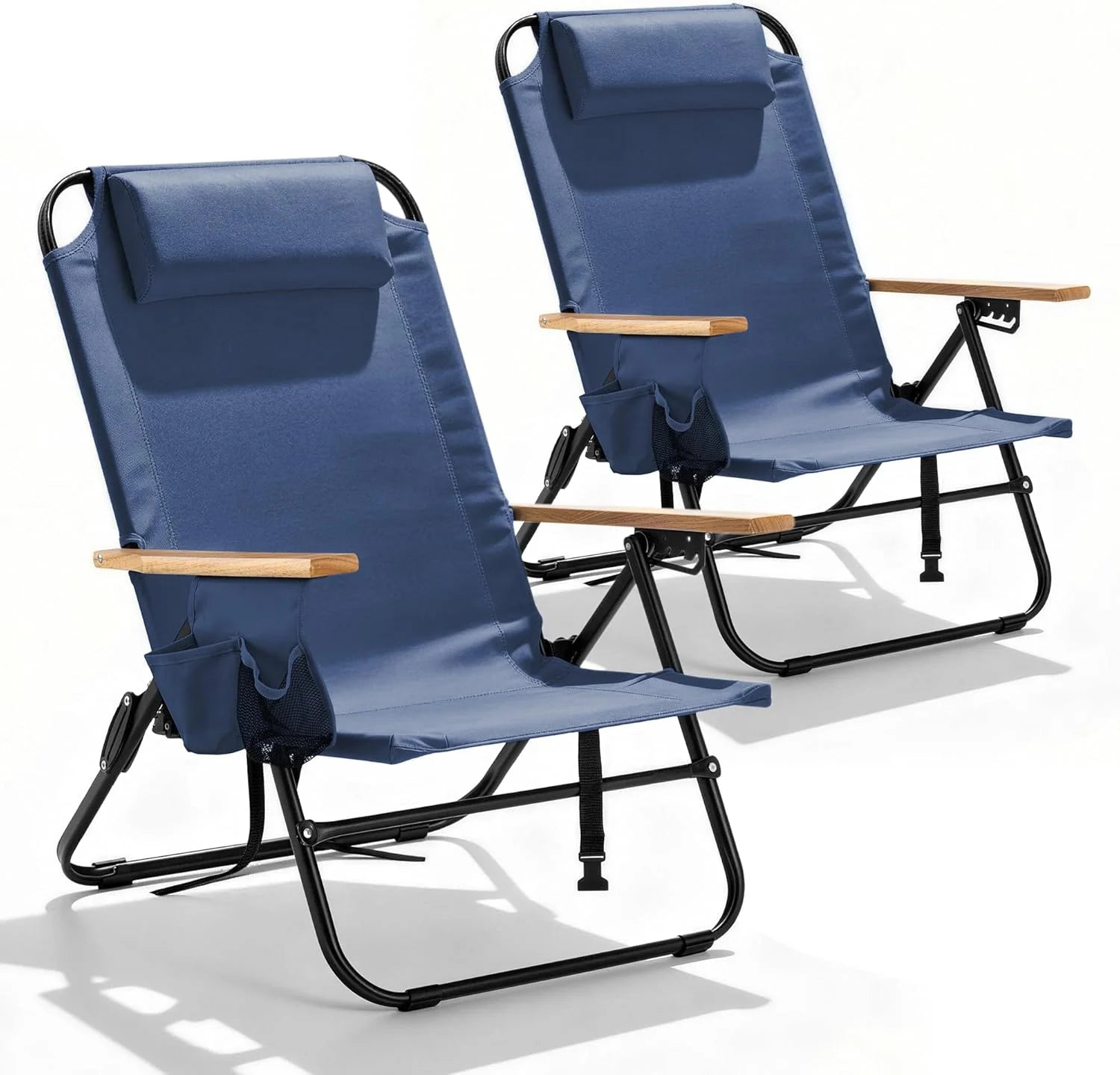 Lumi Discount Canpsky 2 Pack Premium 5-Position Reclining Camping Chair, Portable Folding Lightweight Outdoor Chair with Wooden - Image 6