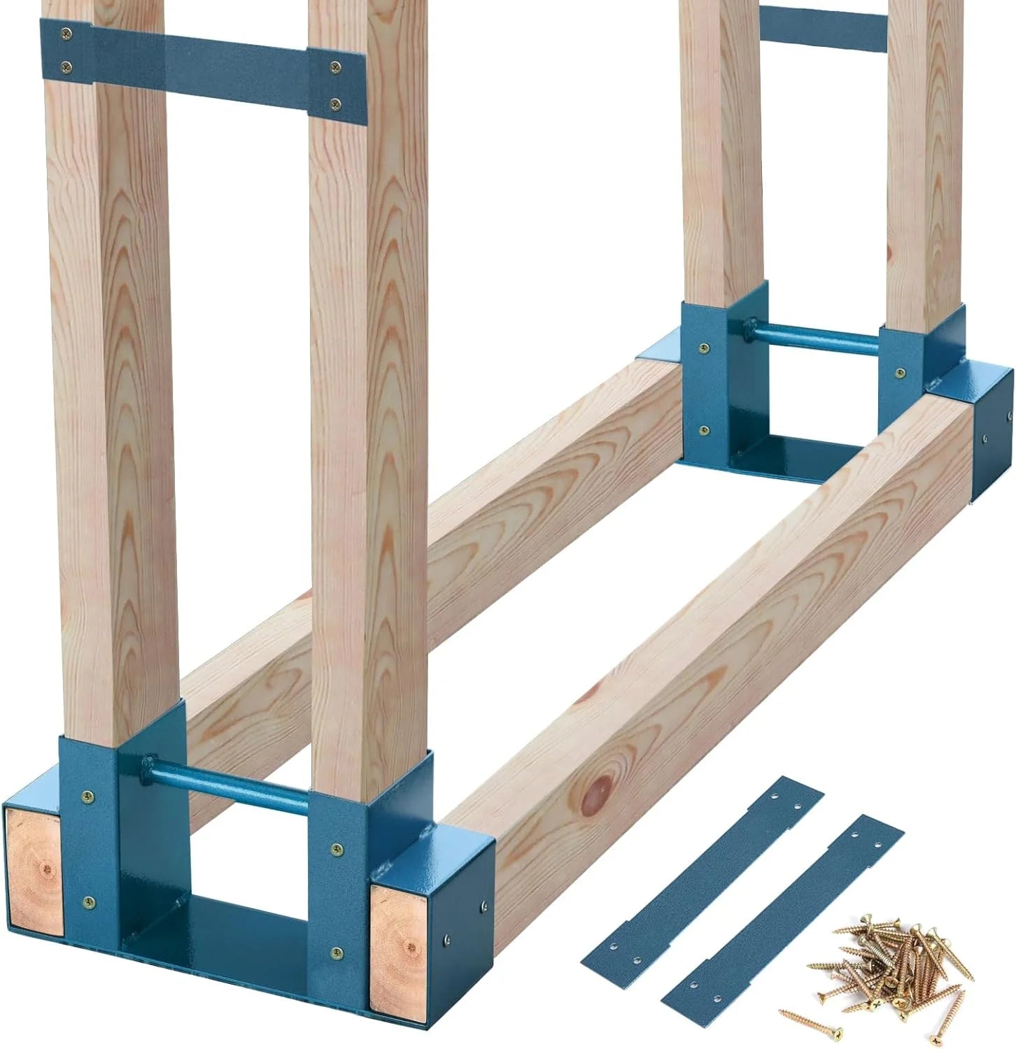Lumi Discount Outdoor Firewood Log Storage Rack Bracket Kit, Fireplace Wood Storage Holder-Adjustable to Any Length - Image 2