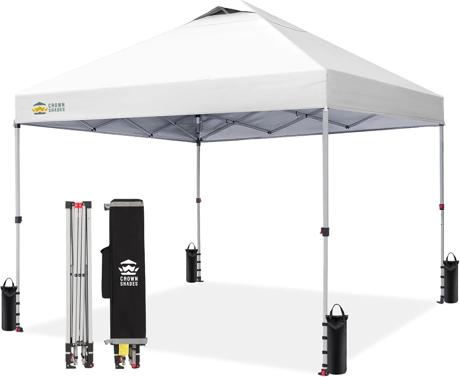 Discount CROWN SHADES 10×10 Pop Up Canopy, Patented CenterLok One Push Tent Canopy, 8 Stakes, 4 Ropes (10×10 - Image 35