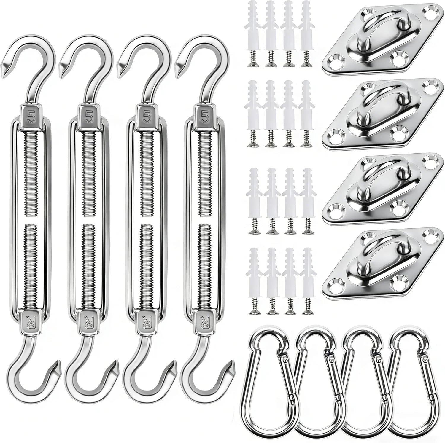 Discount yofit 80Pcs Shade Sail Hardware Kit 6 inch for Triangle Rectangle Sun Shade