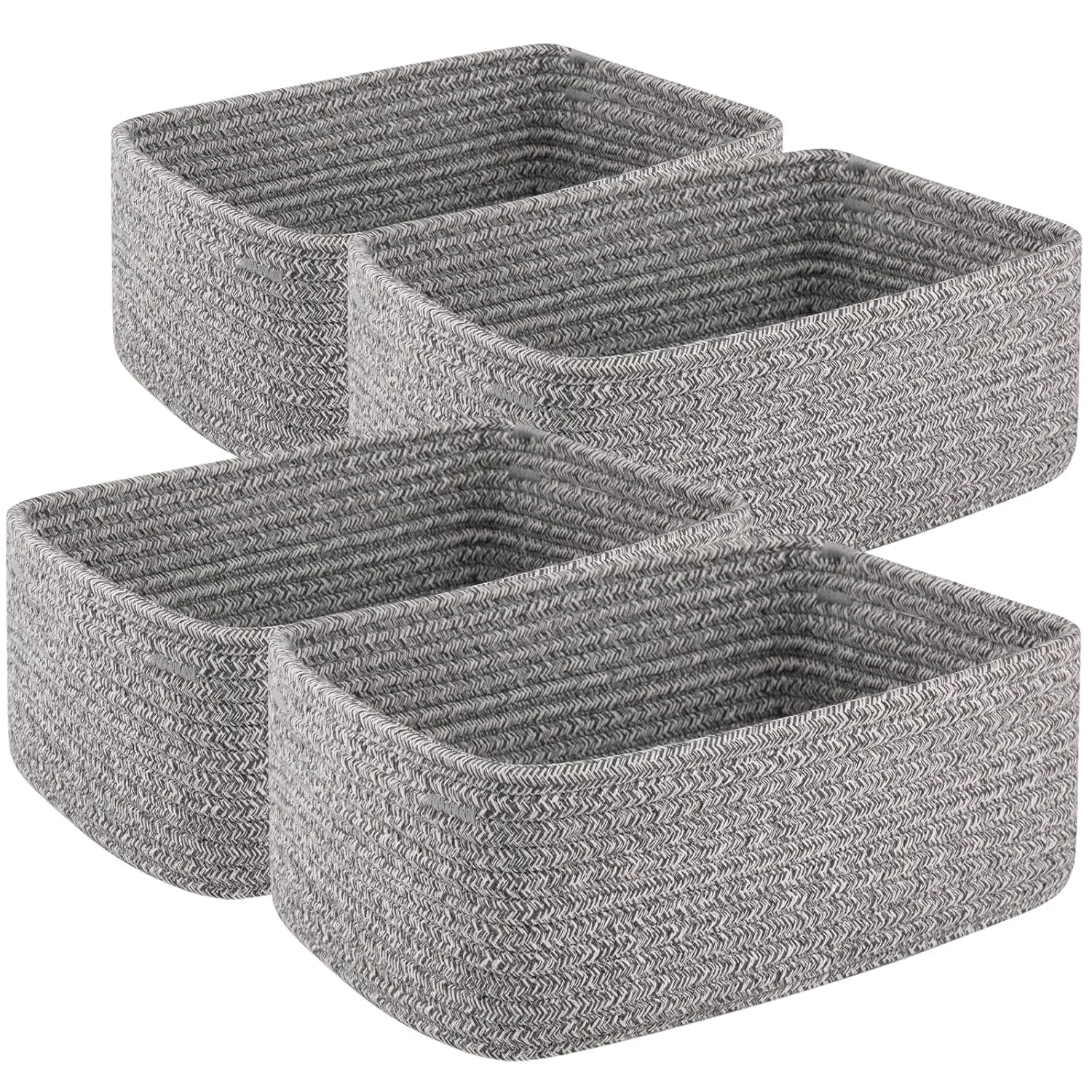 Lumi Discount Small Storage Shelf Organizing Baskets, Mini Woven Rope Storage Bins for Towels, Cute Decorative Closet - Image 2