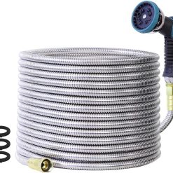 Alternative view of Lumi Discount Garden Hose, Stainless Steel Water Hose, Flexible with a 10-Mode Nozzle Sprayer, 5/8" Outside Diameter