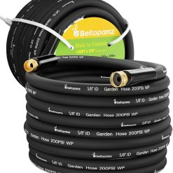 Lumi Discount Beitopamz 100 ft Garden Hose, 5/8 in Heavy Duty Water Hose, Male to Female 3/4” Brass Fittings for Patio