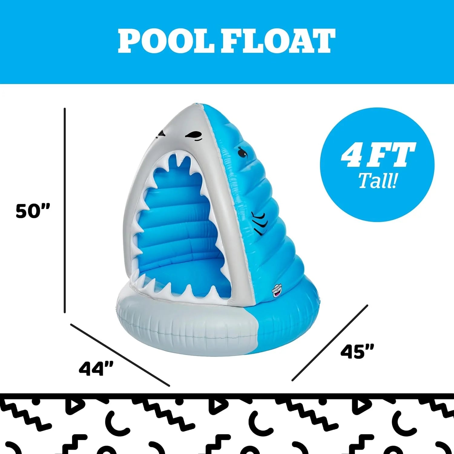 Lumi Discount Shark Inflatable Pool Float, Large Novelty Lounge Raft - Image 3