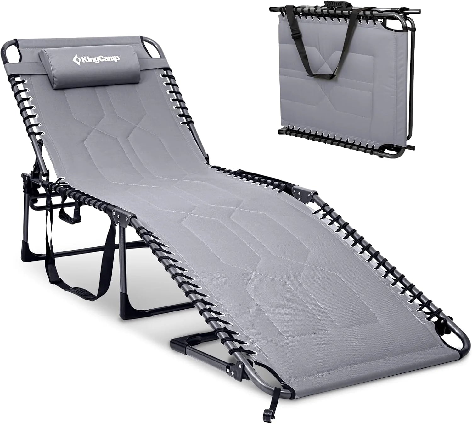 Lumi Discount Oversized Tanning Chair, Extra-Wide Padded Folding Chase Lounge Chairs Portable Adjustable 5-Position 440lbs - Image 3