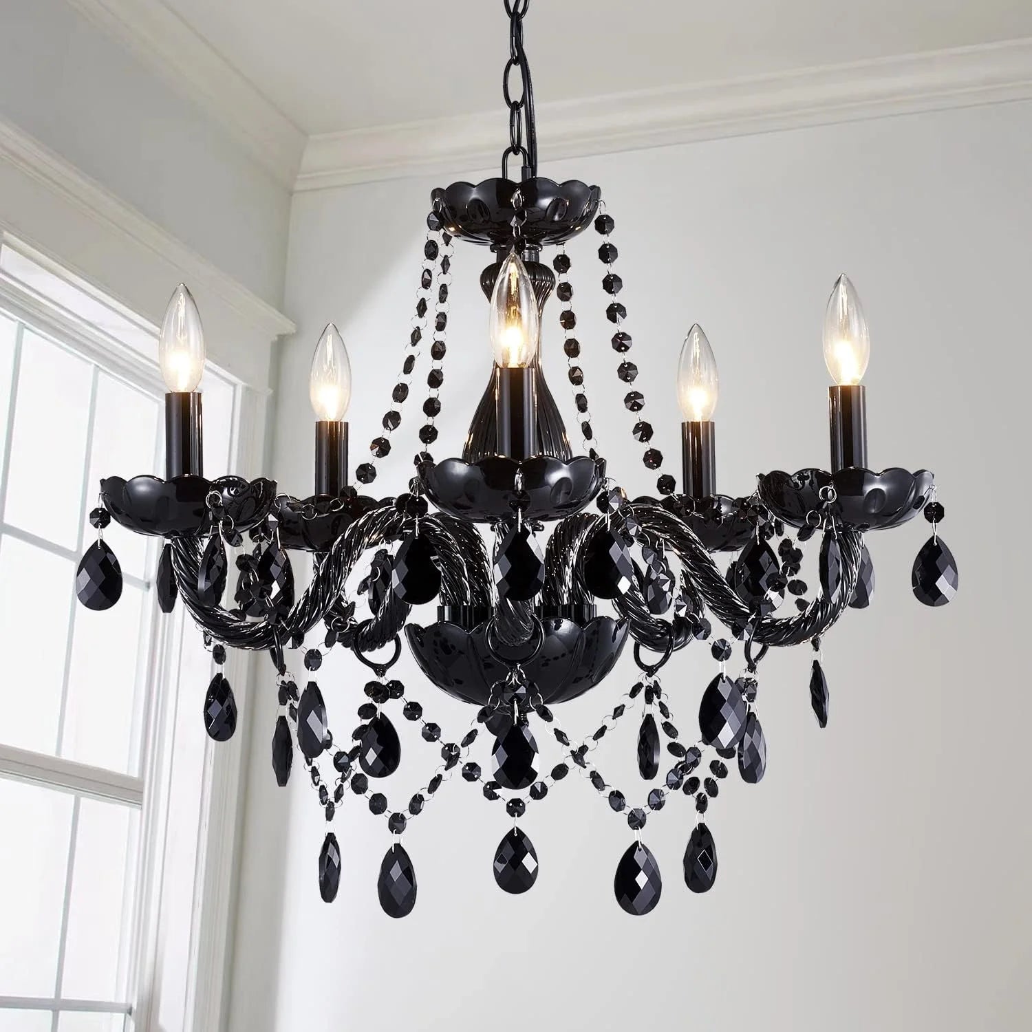 Discount Mossi 5 Light Modern Contemporary Elegant K9 Crystal Glass Chandelier Pendant Ceiling Lighting Fixture - Image 3