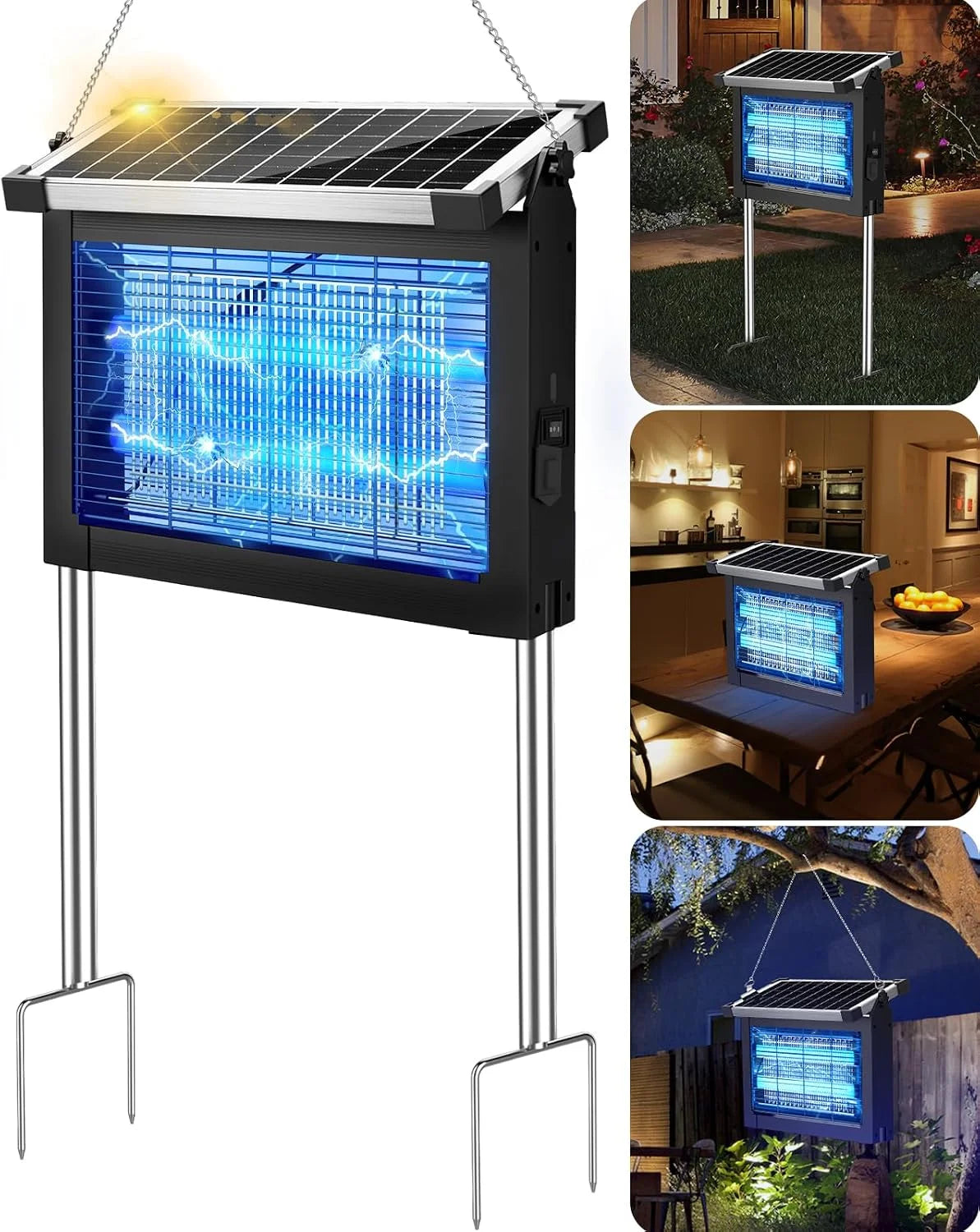Lumi Discount Solar Bug Zapper Outdoor, PhatroyYee Mosquito Zapper 4500V, Waterproof Portable Fly Zapper, Rechargeable Electric - Image 4