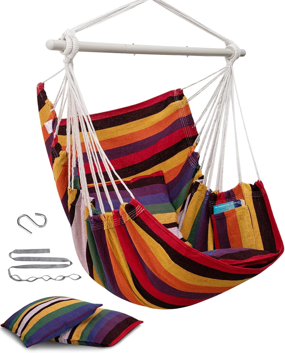 Lumi Discount Hammock Chair Swing Indoor Outdoor 500 Lbs, Steel Bar & Anti-Slip - Image 2