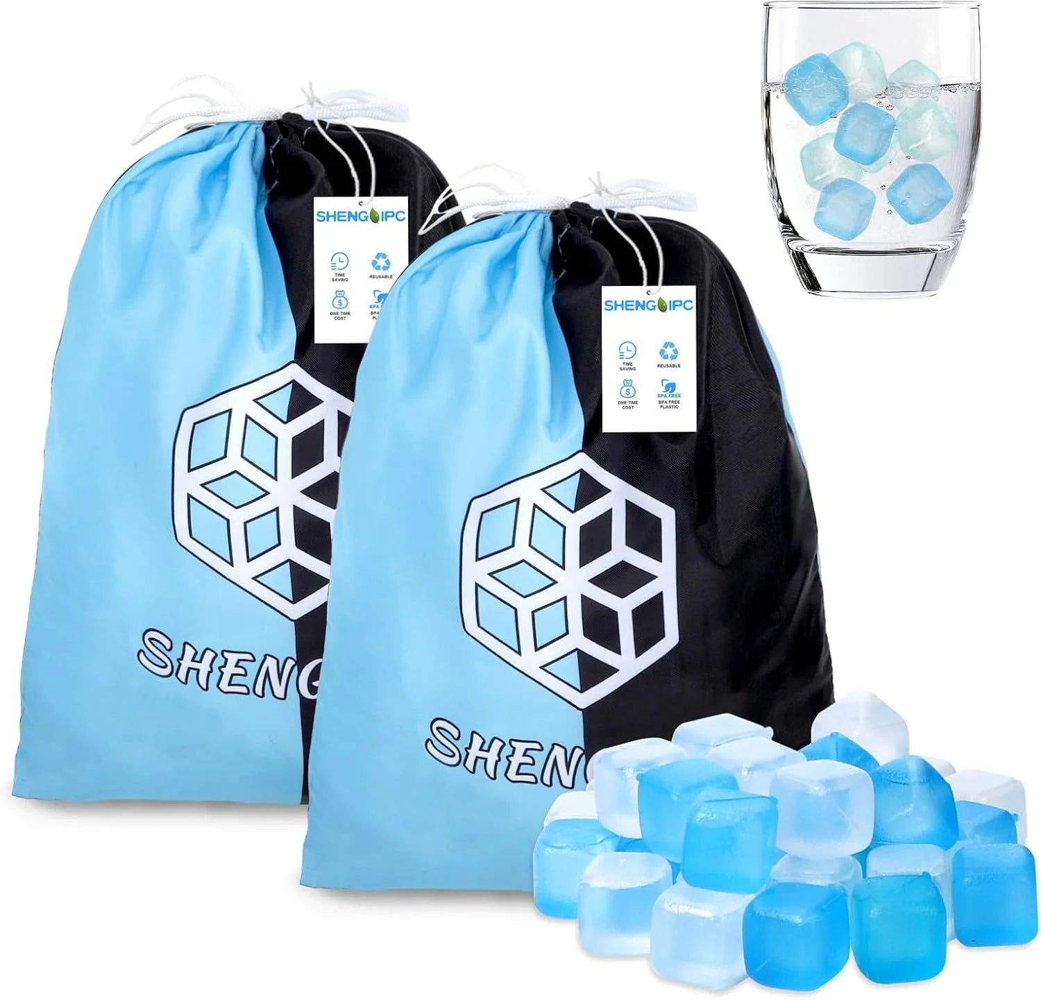 Discount SHENGQIPC Reusable Ice Cubes for Camping, 360 Pack, 12 lbs, Large Pack for Drinks - Image 2