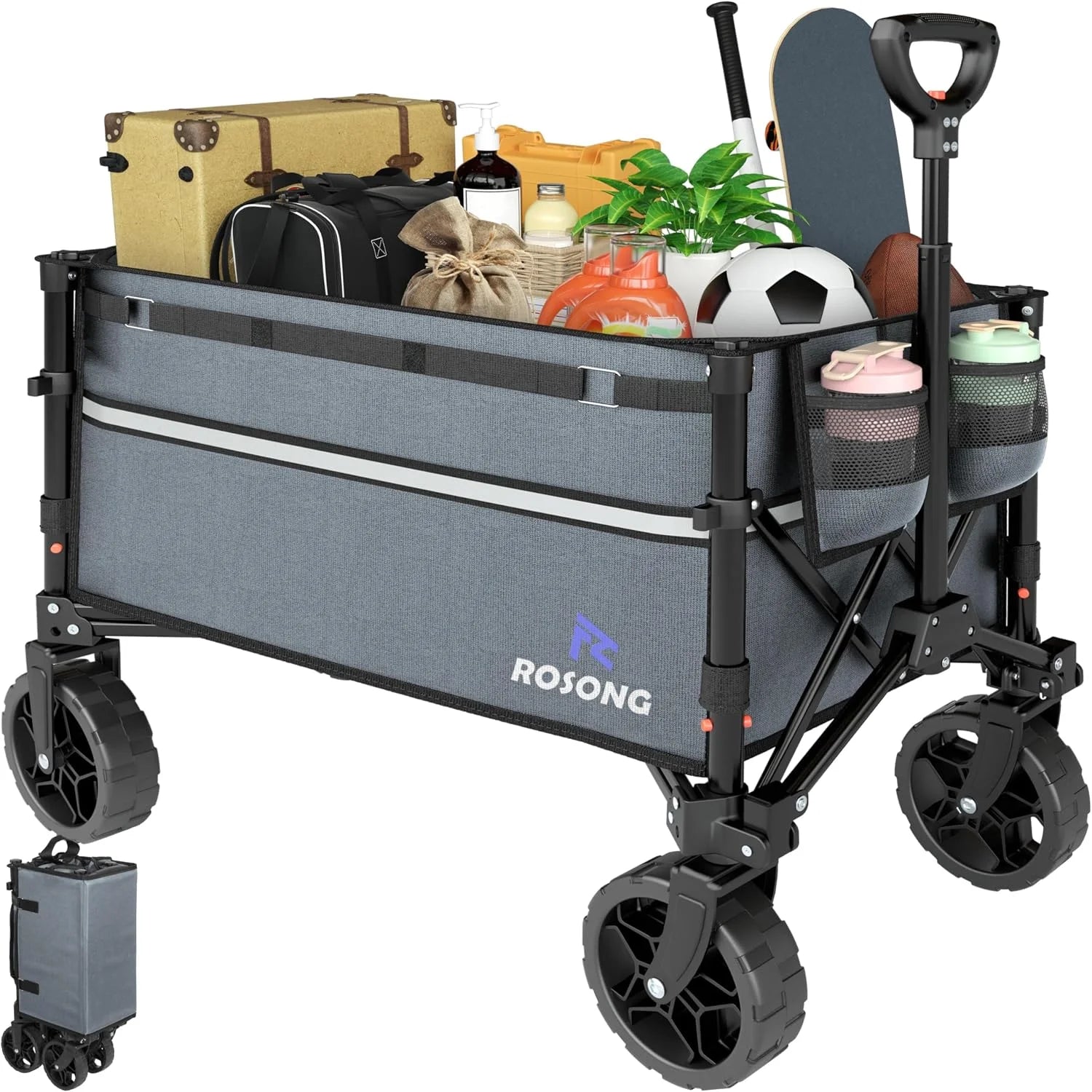 Lumi Discount Collapsible Wagon Cart with Wheels Foldable – Folding Utility Heavy Duty Wagons Carts for Grocery Sports Garden Shopping Camping - Image 12