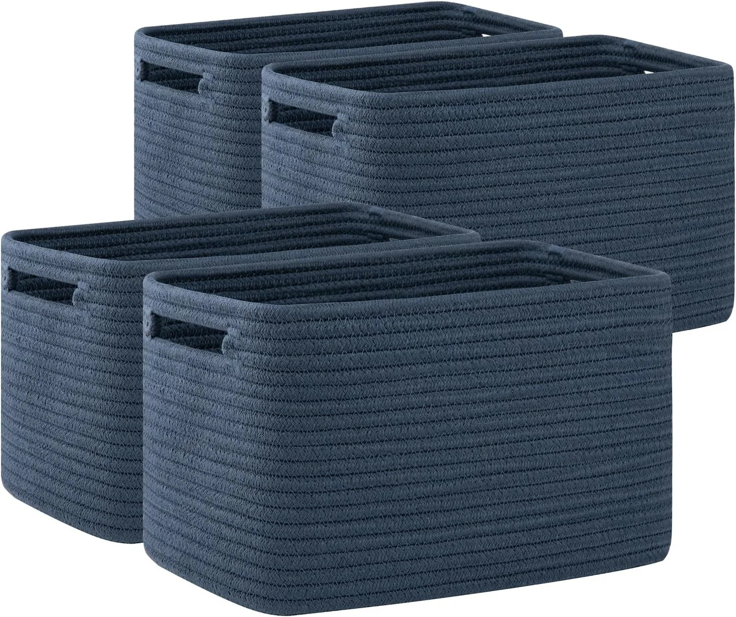 Discount 4 Pack Storage Baskets for Organizing, Cube Storage Bins for Shelves, Rectangle Storage Baskets With Handles - Image 3