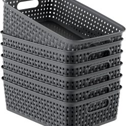 Discount Plastic Storage Baskets, Small Organizing Baskets, Plastic Storage Bins Wicker Pantry Organizer Bins