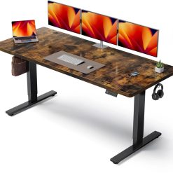 Lumi Discount Electric Standing Desk Adjustable, 60x28 Inch Sit Stand Desk with 1 Inch Thick Tabletop